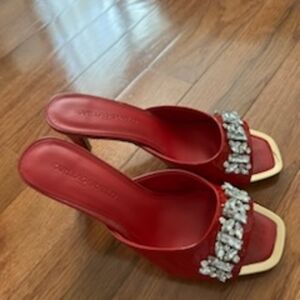 Red karl lagerfield open toe heels size 8